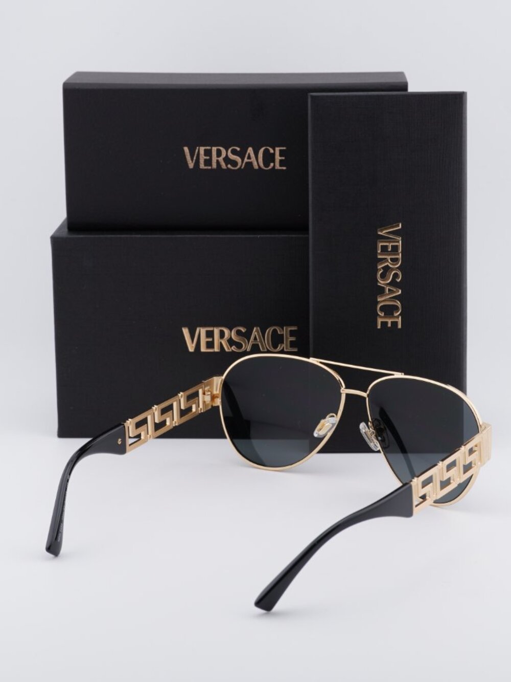 Versace VE2289 100287 Sunglasses Gold Aviator Frame, Dark Grey Lenses - Picture 10 of 10